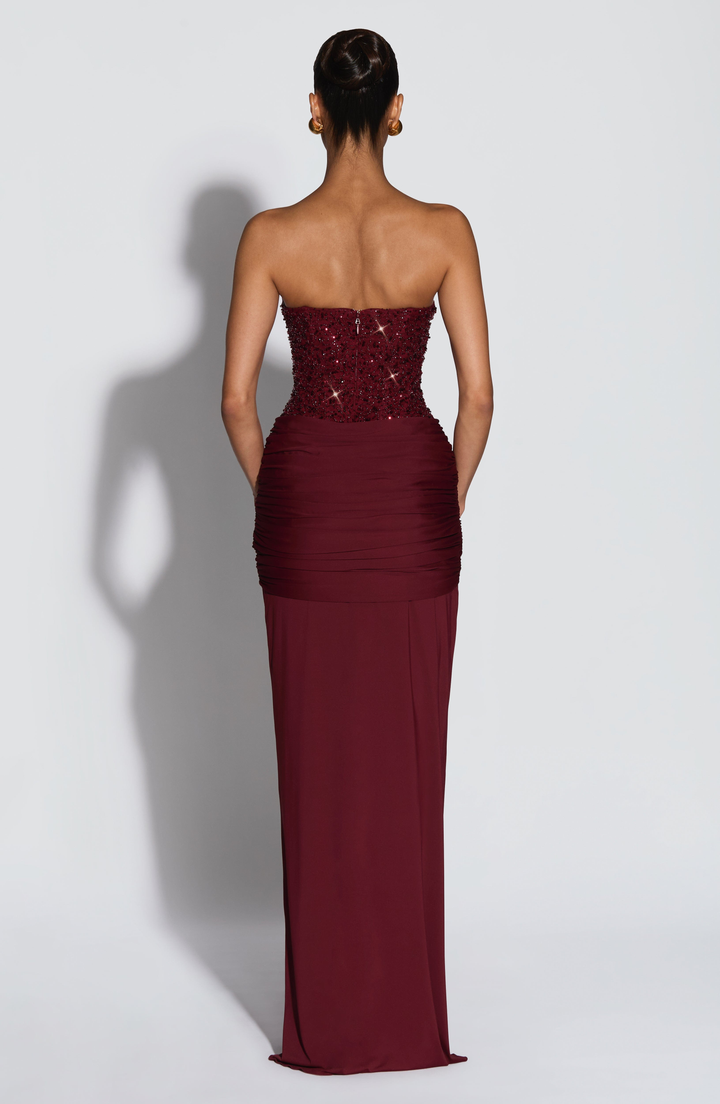 Raffaella Women's Strapless Sweetheart Bridesmaid Dress, Beaded Black Tie Dress
