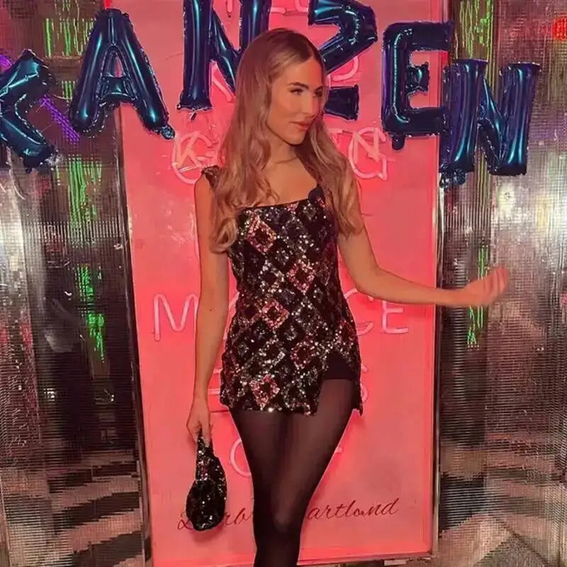 Aveline Sequin Print Mini Dress
