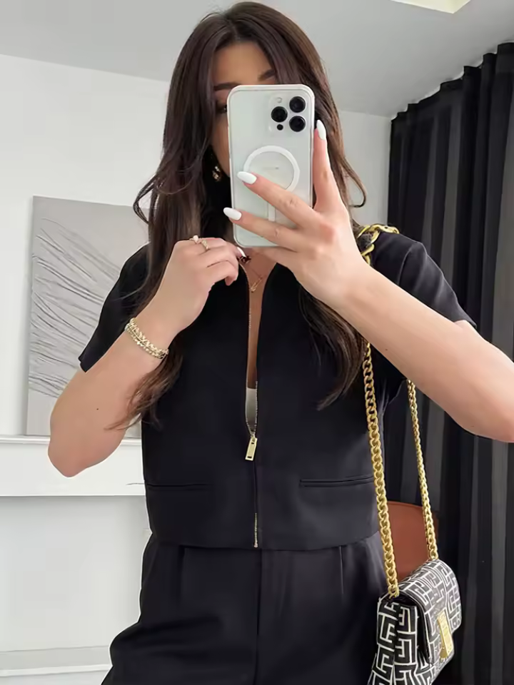Venora Zip Front Structured Summer Top