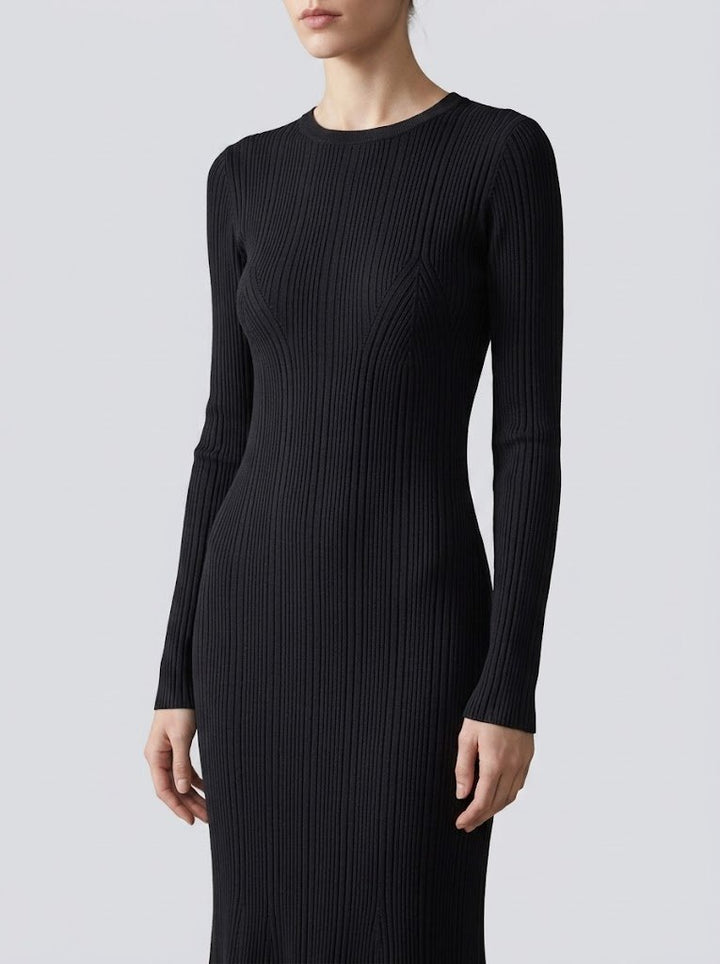 Addison Ribbed Long Sleeve Sweater Maxi Dress