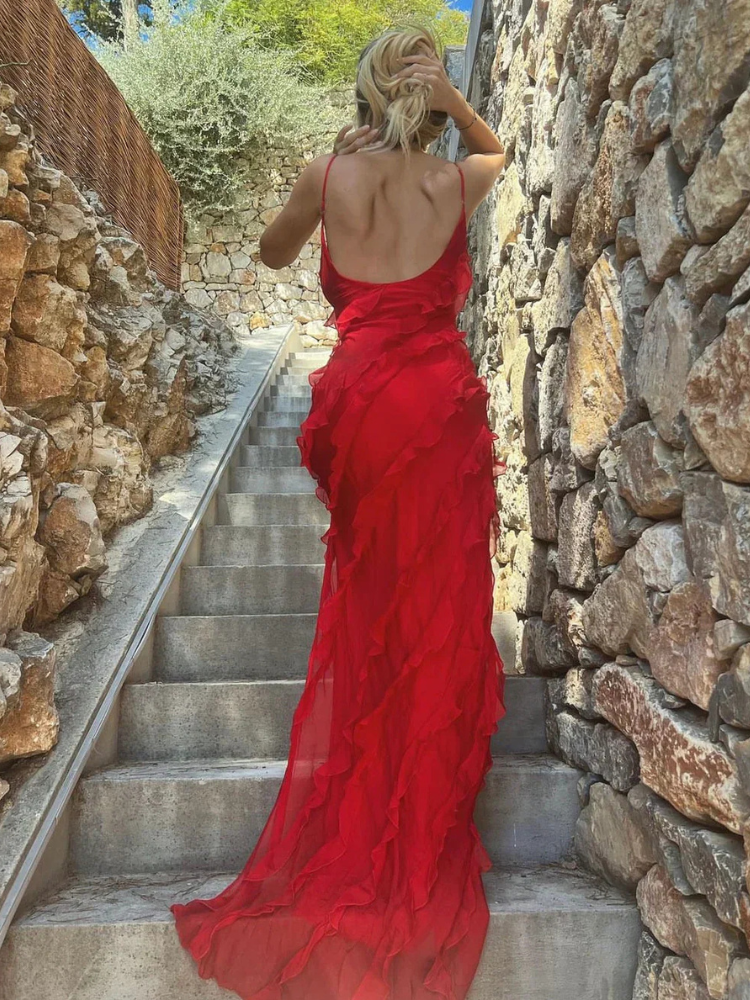 Mikala Ruffle Chiffon Maxi Dress