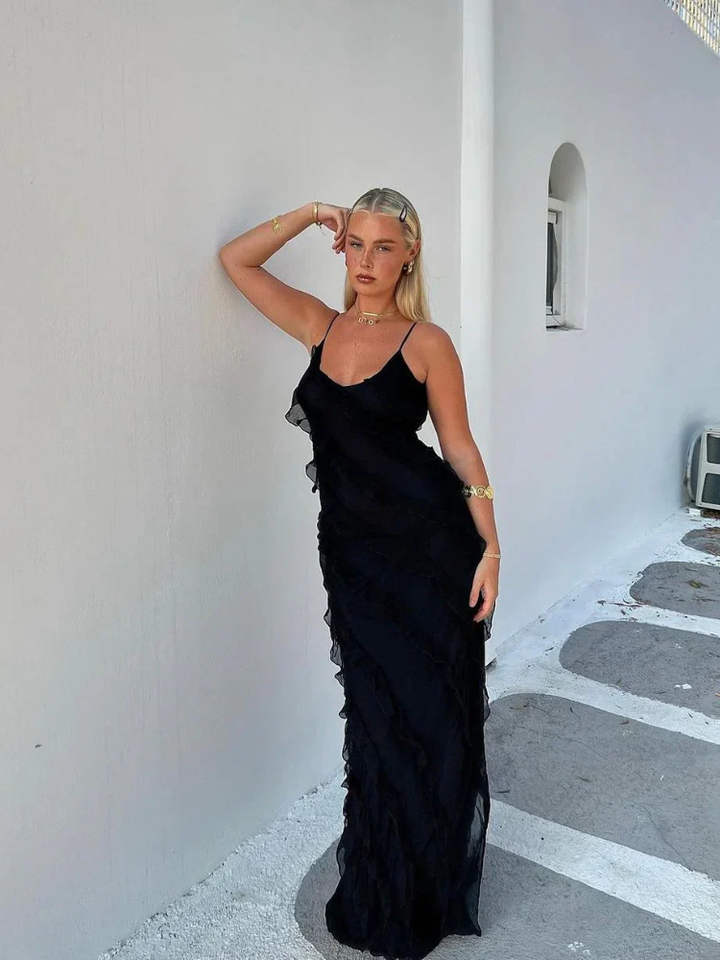 Mikala Ruffle Chiffon Maxi Dress