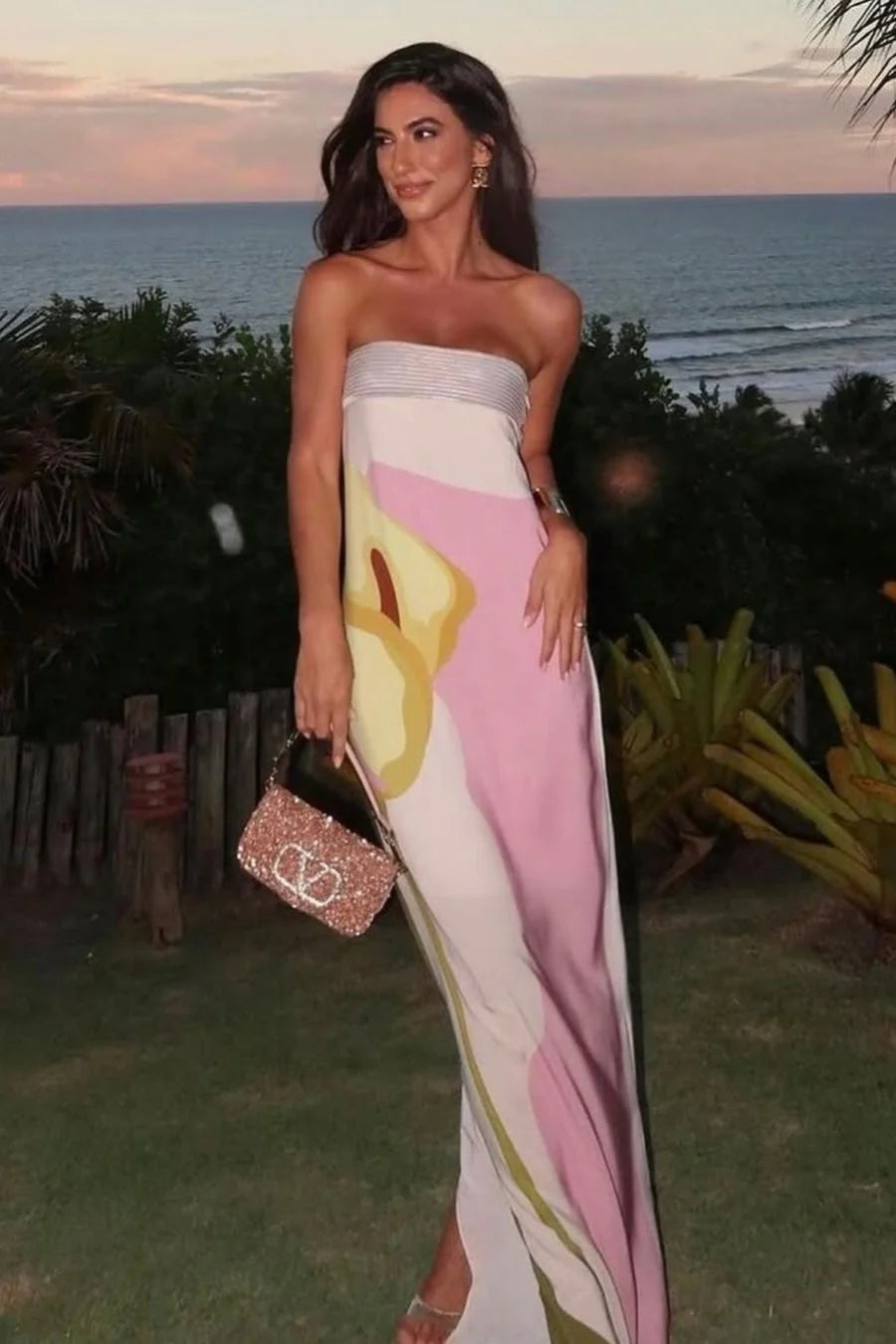Calypso Printed Summer Resort Maxi Dress