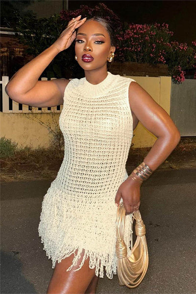 Sloane Crochet Fringe Mini Dress
