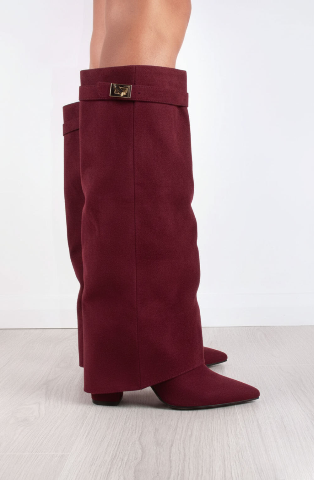 Favinella Suede Knee Boots - Burgundy