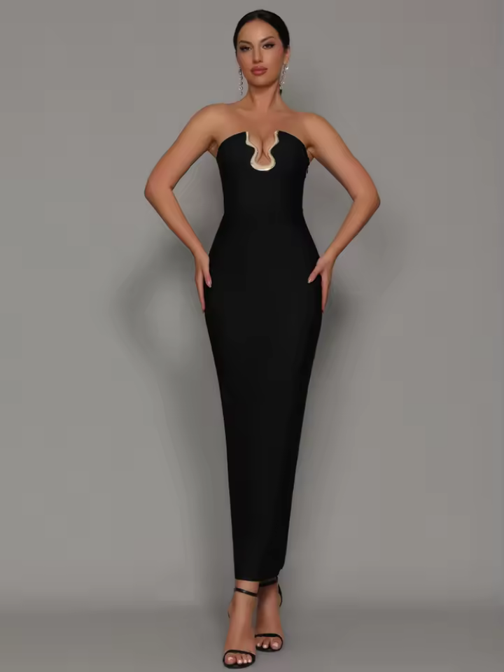 Eveloria Strapless Evening Cocktail Maxi Dress Gown