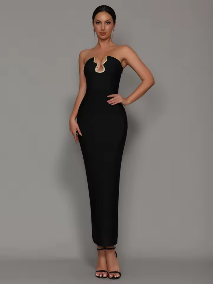 Eveloria Strapless Evening Cocktail Maxi Dress Gown