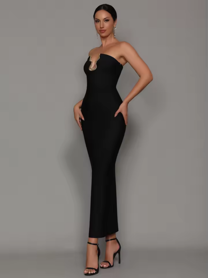 Eveloria Strapless Evening Cocktail Maxi Dress Gown