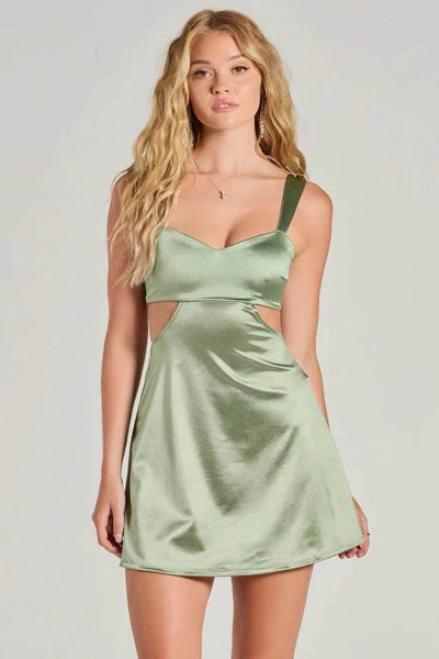 Brielle Satin Cut-Out Mini Dress