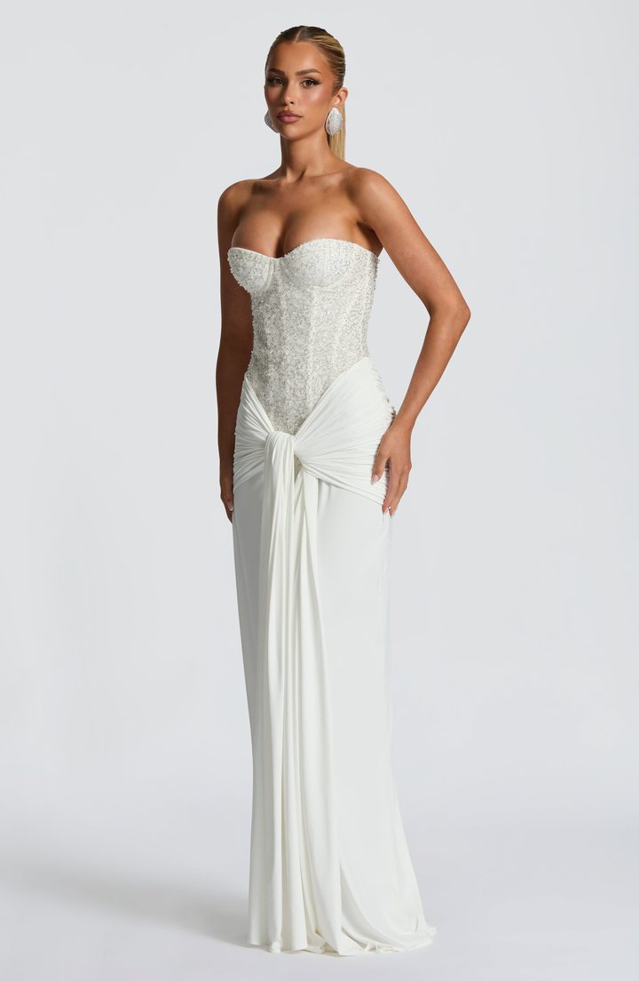 Raffaella Women's Strapless Sweetheart Bridesmaid Dress, Beaded Black Tie Dress