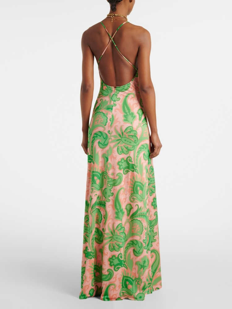 Katerina Satin Halter Wedding Guest Maxi Dress