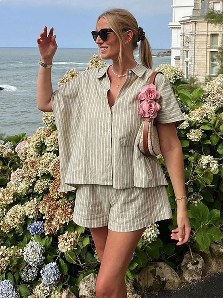 Lumiere Linen Blend Summer Shorts Set