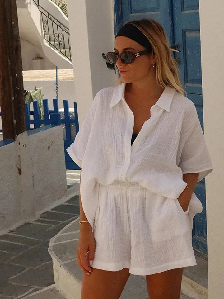 Lumiere Linen Blend Summer Shorts Set