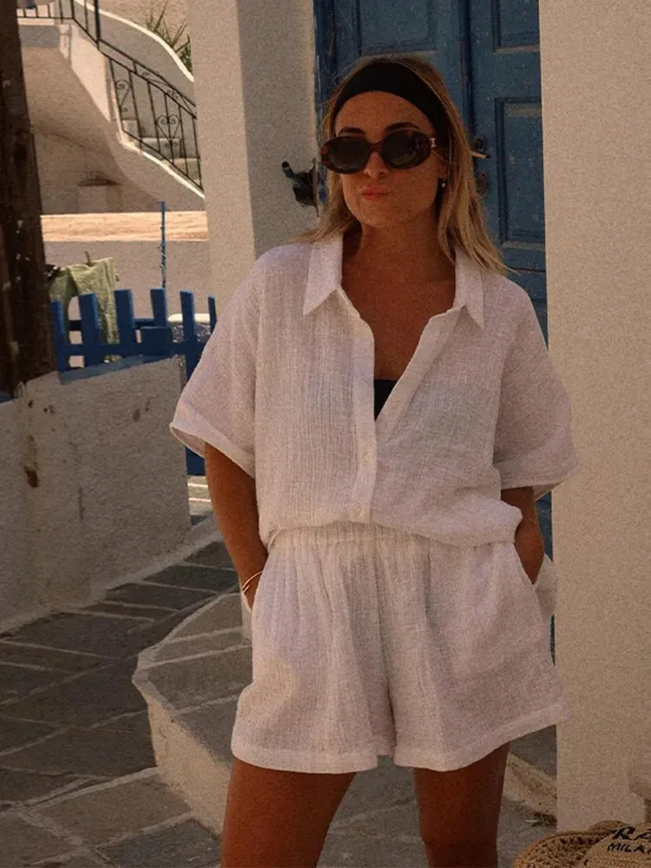 Lumiere Linen Blend Summer Shorts Set