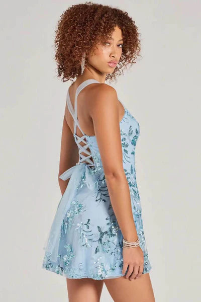 Elaria Sequin Floral Mini Dress