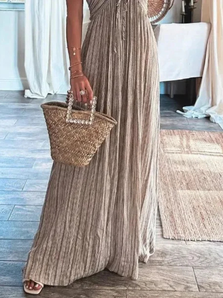 Elara Lightweight Flowy Pleated Summer Maxi Dress
