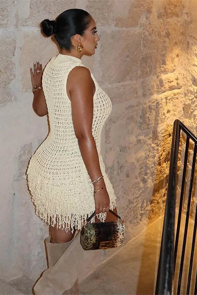 Sloane Crochet Fringe Mini Dress