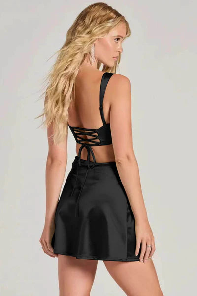 Brielle Satin Cut-Out Mini Dress