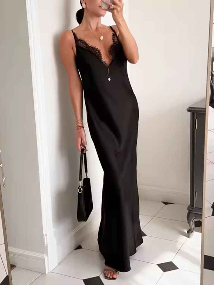 Doralina Satin Lace Wedding Guest Maxi Dress