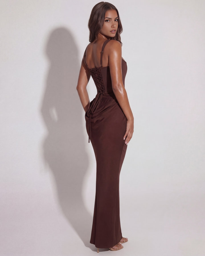Perrine Women's Square Neck Bodycon Maxi Dress, Spaghetti Strap Formal Dress