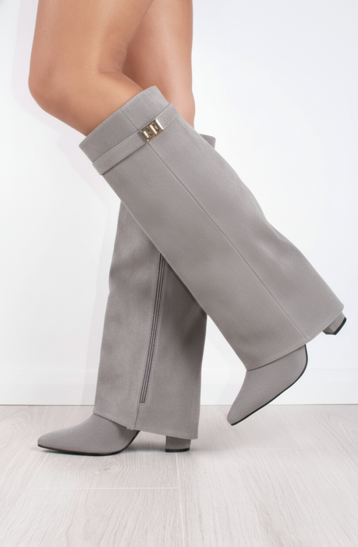 Favinella Suede Knee Boots - Grey