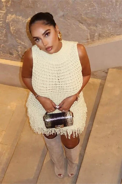 Sloane Crochet Fringe Mini Dress