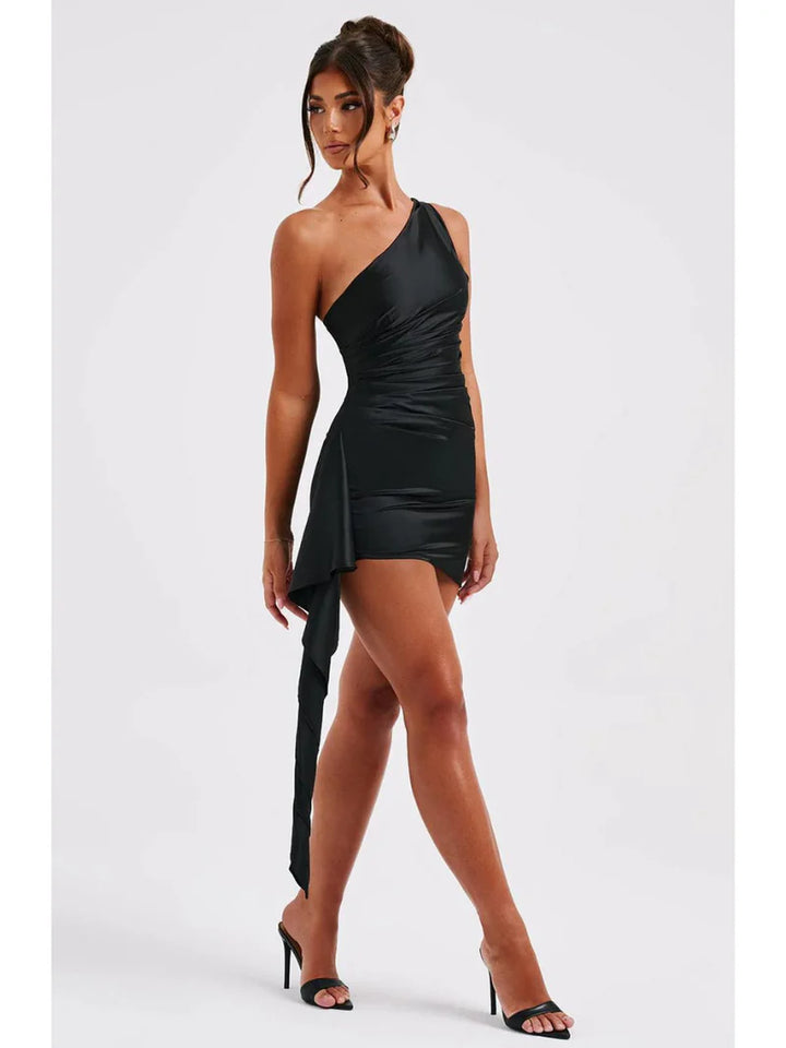 Seraphielle Satin One Shoulder Bodycon Mini Dress