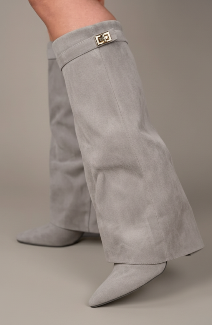 Favinella Suede Knee Boots - Grey