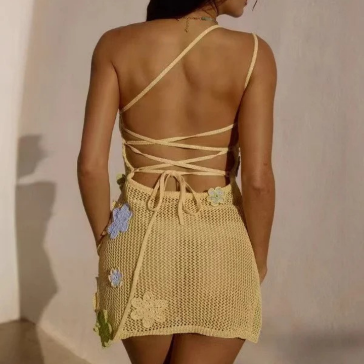 Marisol Floral Crochet Cocktail Mini Dress