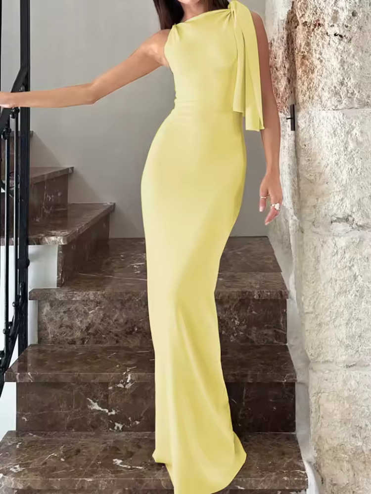 Mazarine One Shoulder Wedding Guest Maxi Dress