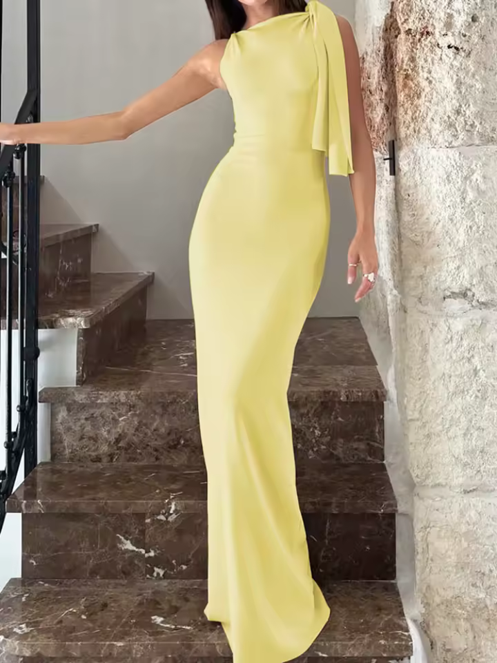 Mazarine One Shoulder Wedding Guest Maxi Dress