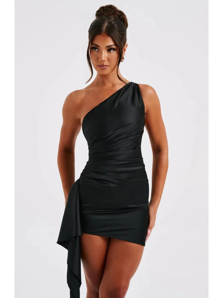 Seraphielle Satin One Shoulder Bodycon Mini Dress