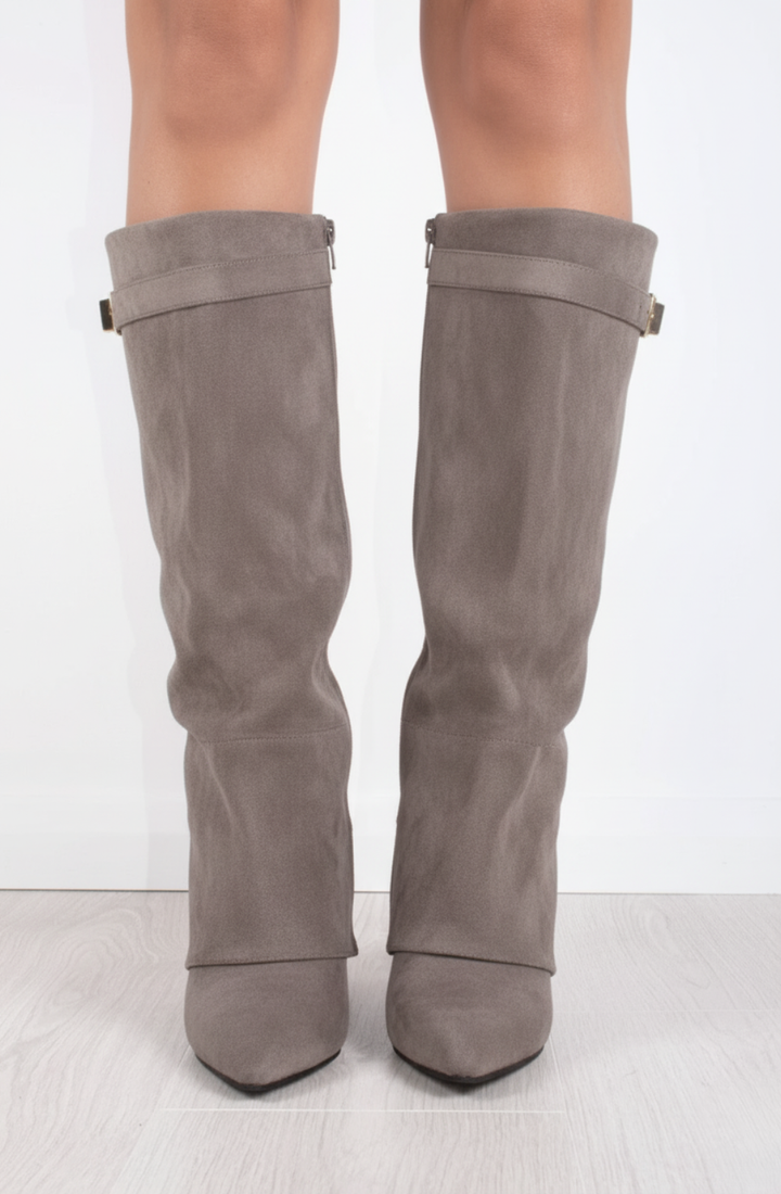 Favinella Suede Knee Boots - Grey