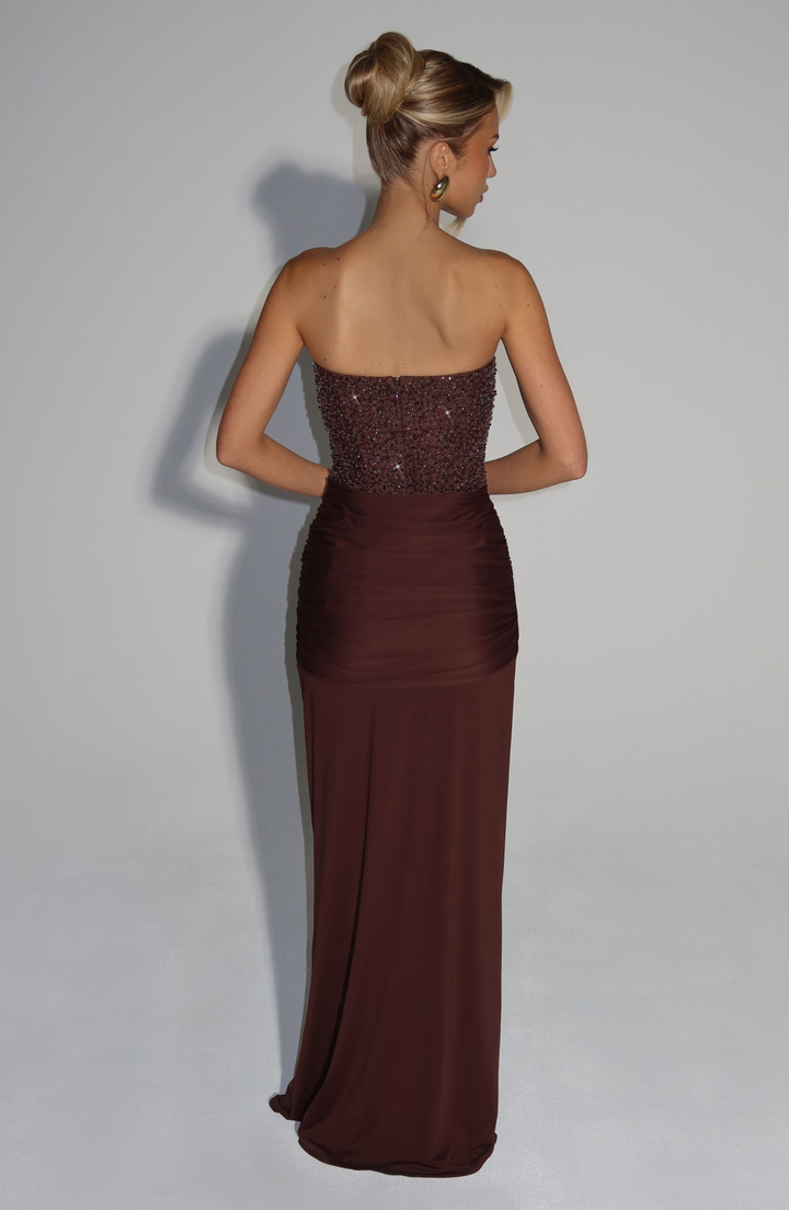 Raffaella Women's Strapless Sweetheart Bridesmaid Dress, Beaded Black Tie Dress