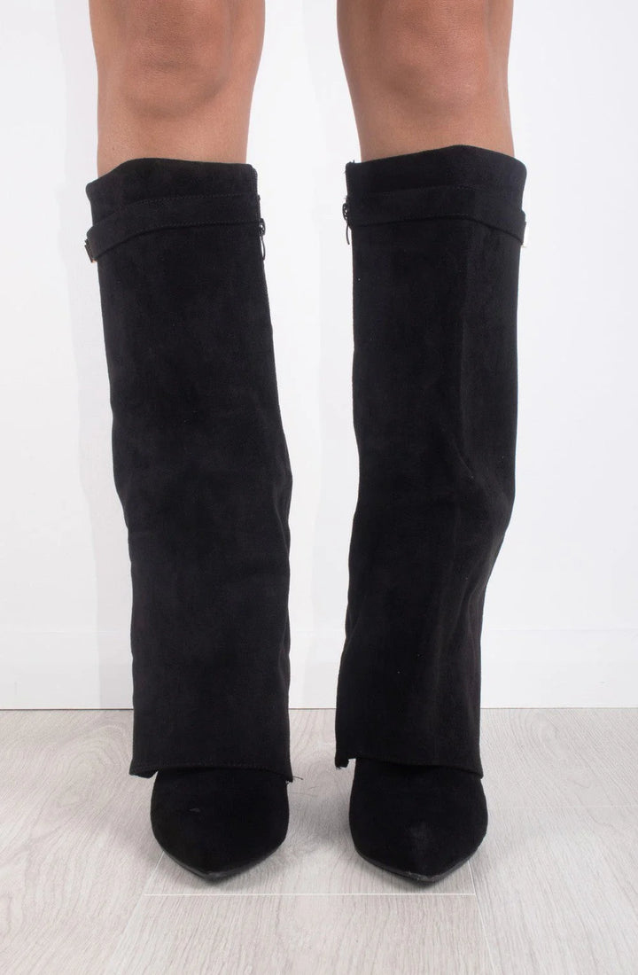 Favinella Suede Knee Boots - Black