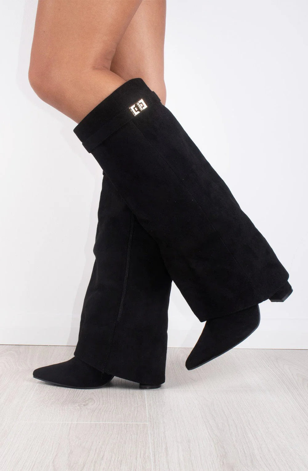 Favinella Suede Knee Boots - Black