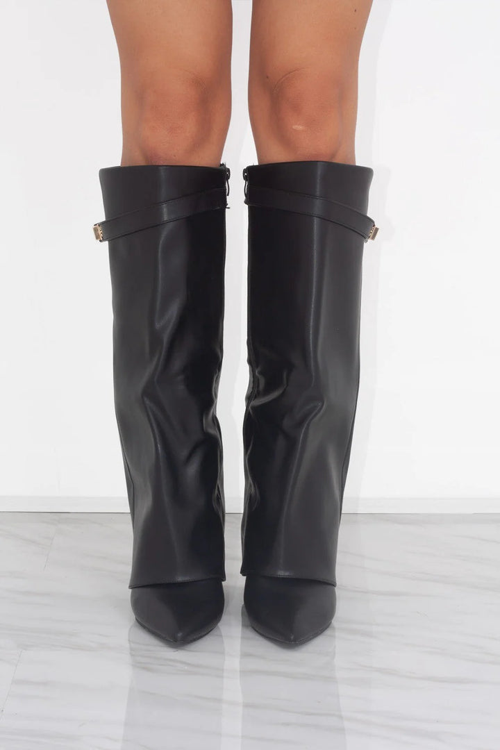 Favinella Leather Knee Boots - Black