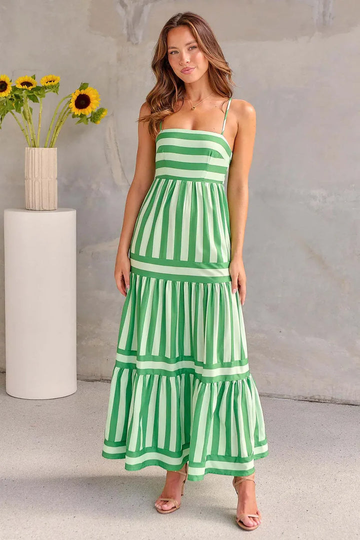 Hailey Striped Tiered Maxi Dress