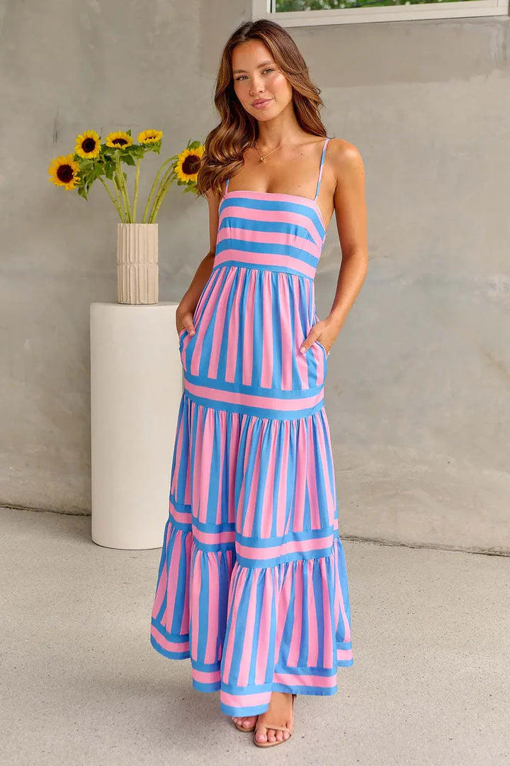 Hailey Striped Tiered Maxi Dress