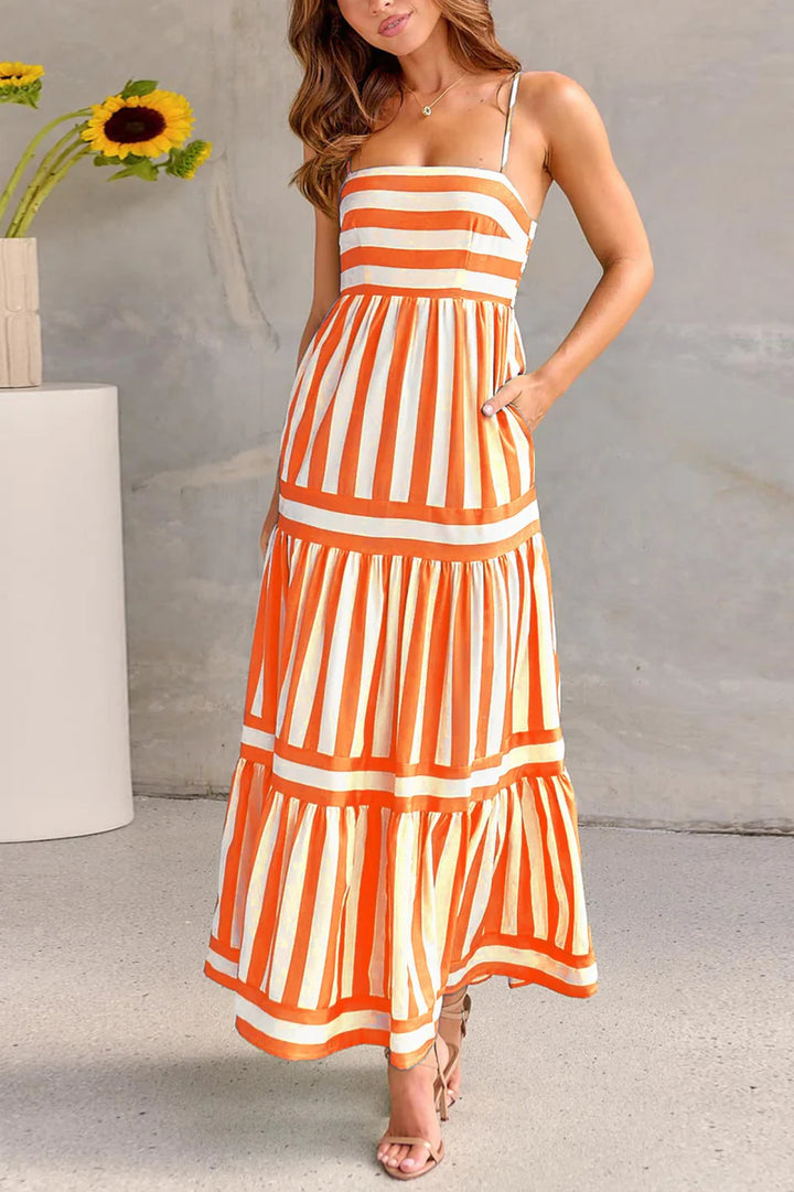 Hailey Striped Tiered Maxi Dress