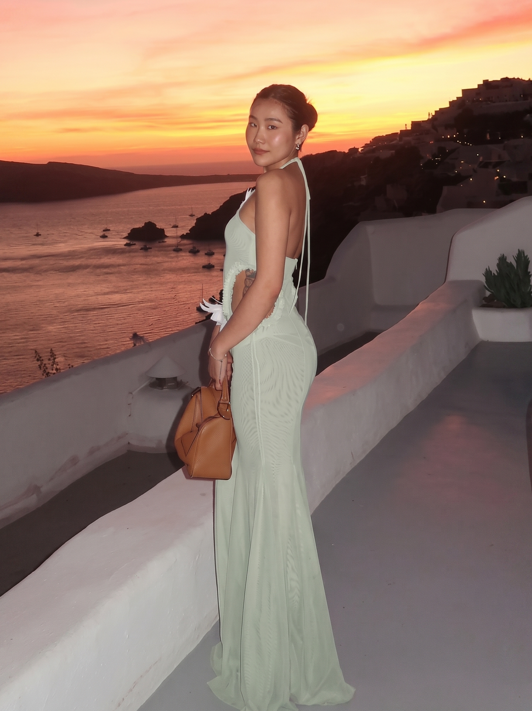Sage Halter Butterfly Maxi Dress