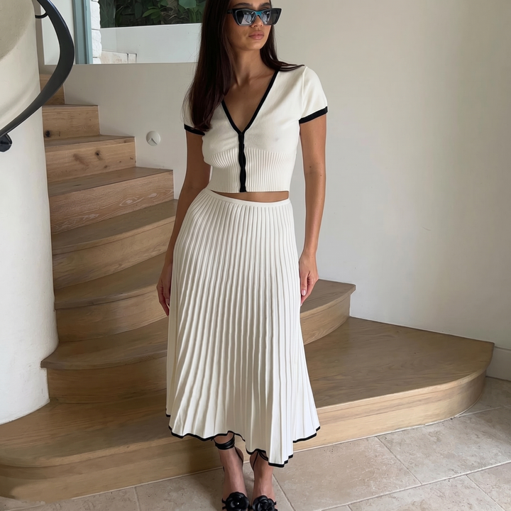 Thea Crop Top & Pleated Midi Skirt Set