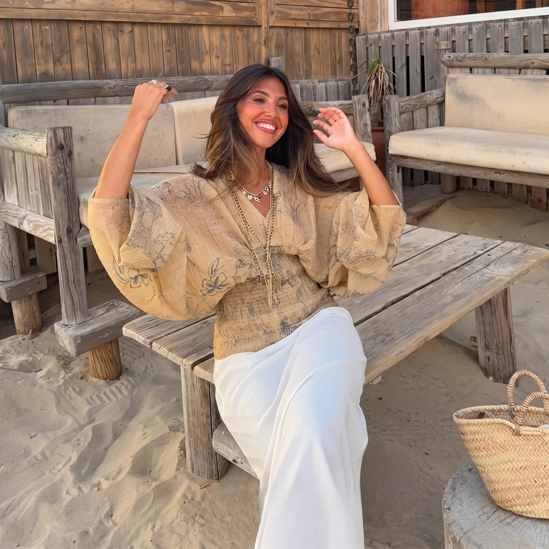Viera Boho V-Neck Flowy Blouse