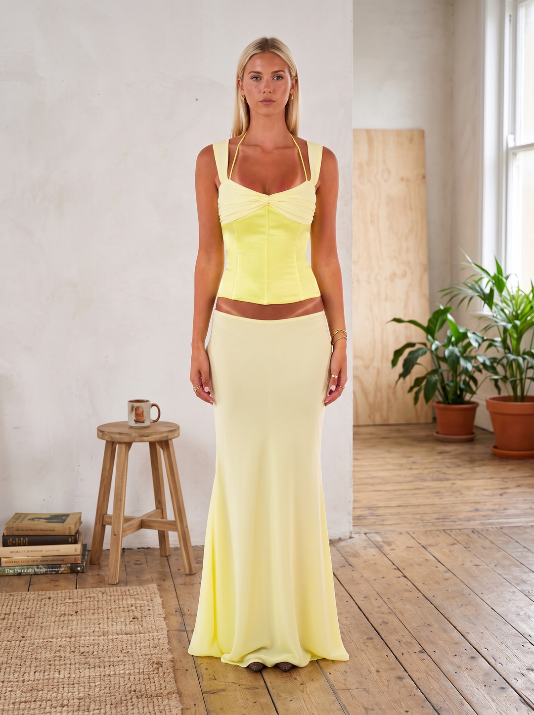 Adelisse Ruched Summer Maxi Skirt Set