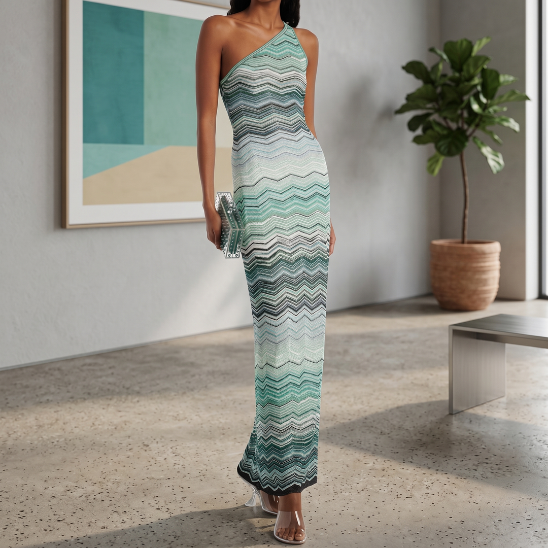 Isavelle Chevron Wedding Guest Maxi Dress