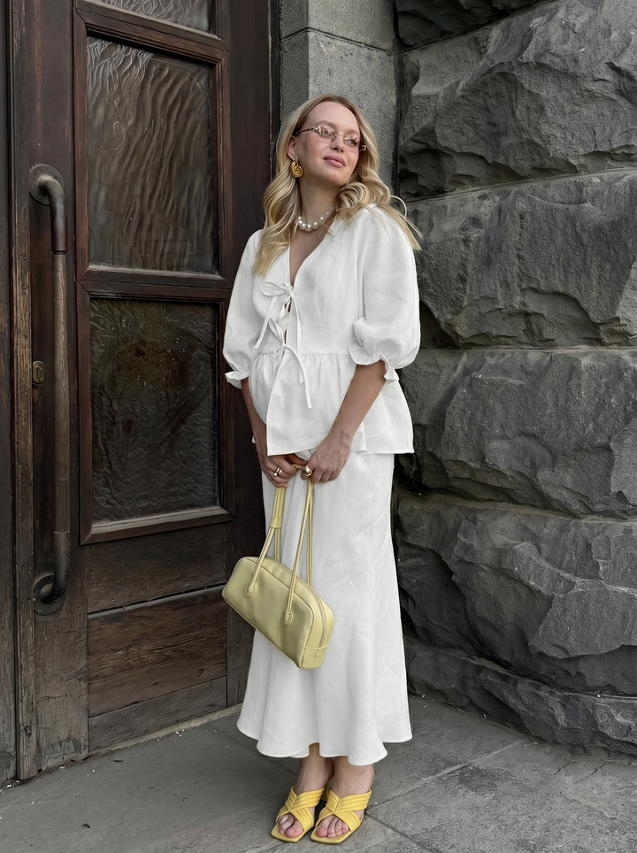 Noelle Bubble Sleeve & Maxi Skirt Set