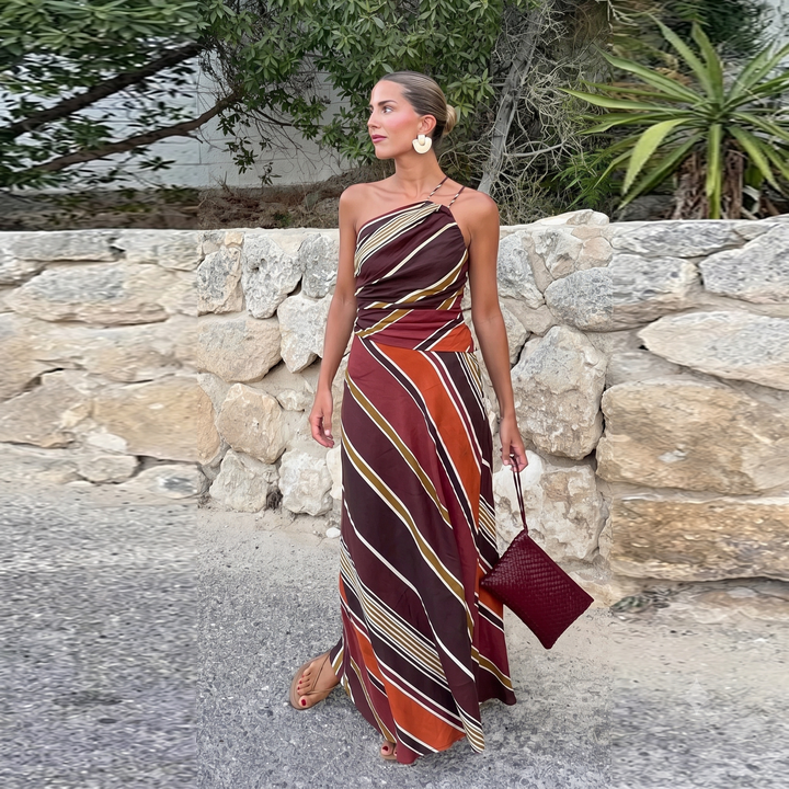 Maristela Striped Halter Summer Maxi Dress