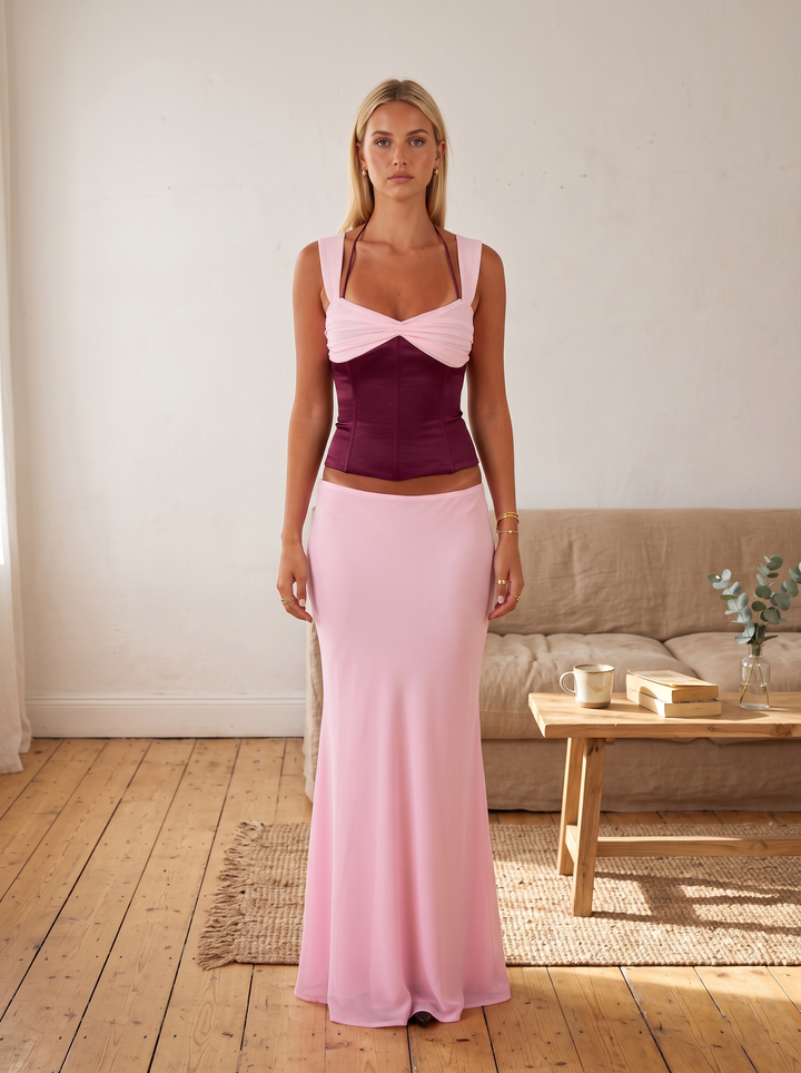 Adelisse Ruched Summer Maxi Skirt Set