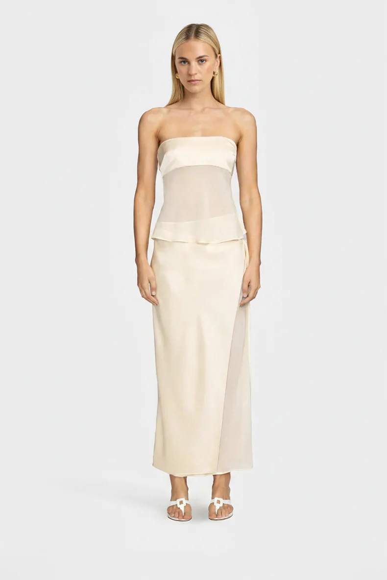 Adelise Sheer Semi Formal Wedding Guest Maxi Dress
