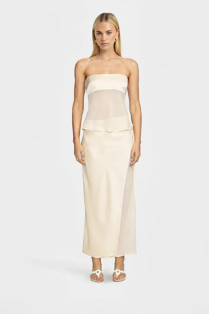 Adelise Sheer Semi Formal Wedding Guest Maxi Dress